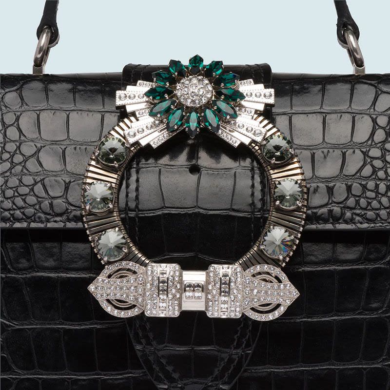 【预定】MIU MIU/缪缪 MIU LADY 鳄鱼压纹印花皮革手袋 5BA086 OJM图片