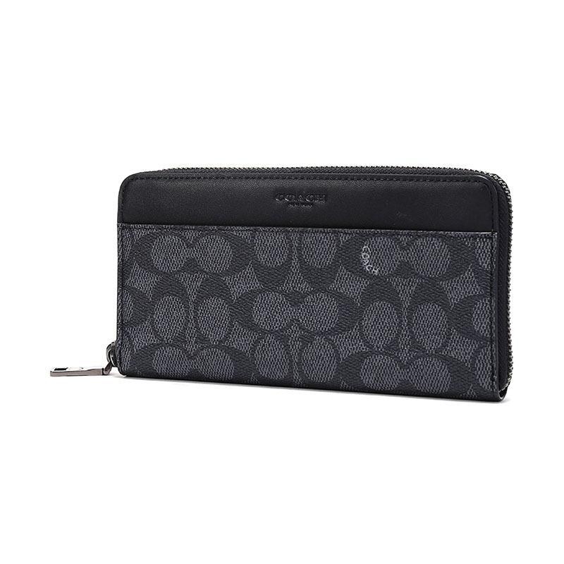 coach蔻驰奢侈品男士涂层帆布经典标志长款钱包钱夹58426