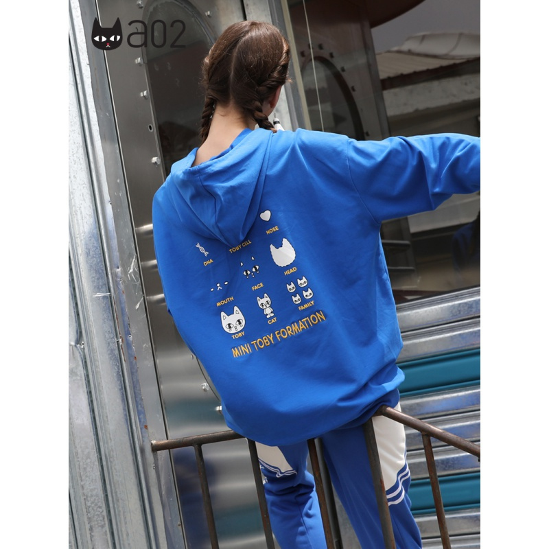a02新款时尚少女卡通印花火松连帽卫衣女潮DTU5BB121KT