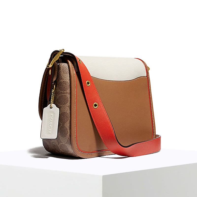 预订 COACH\蔻驰 RAMBLER 口盖包 椭圆扣老花拼皮 22.5*17*8.5CM图片