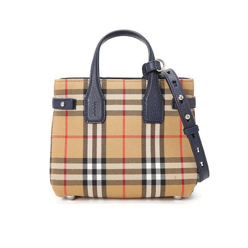 博柏利BURBERRY Banner 通勤手拎包 格纹拼皮4078508 女士手提斜挎单肩包图片