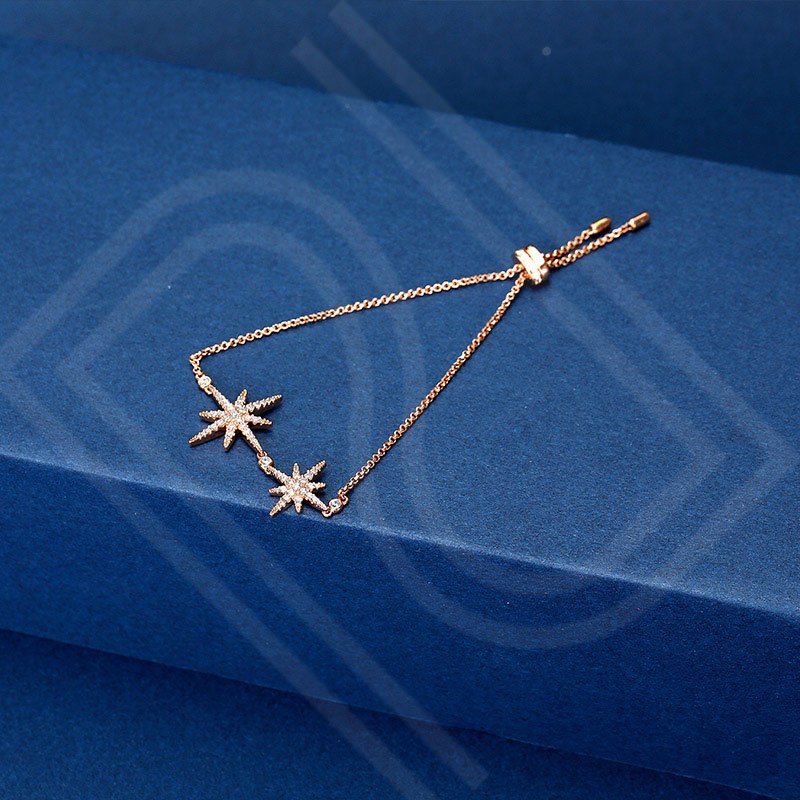 apmmonaco双流星银手链女个性饰品时尚精致首饰送女友ab3325ox