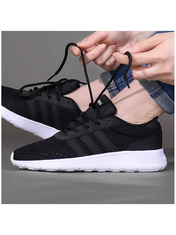 阿迪达斯女鞋NEO网面透气黑白运动休闲板鞋-AW4960