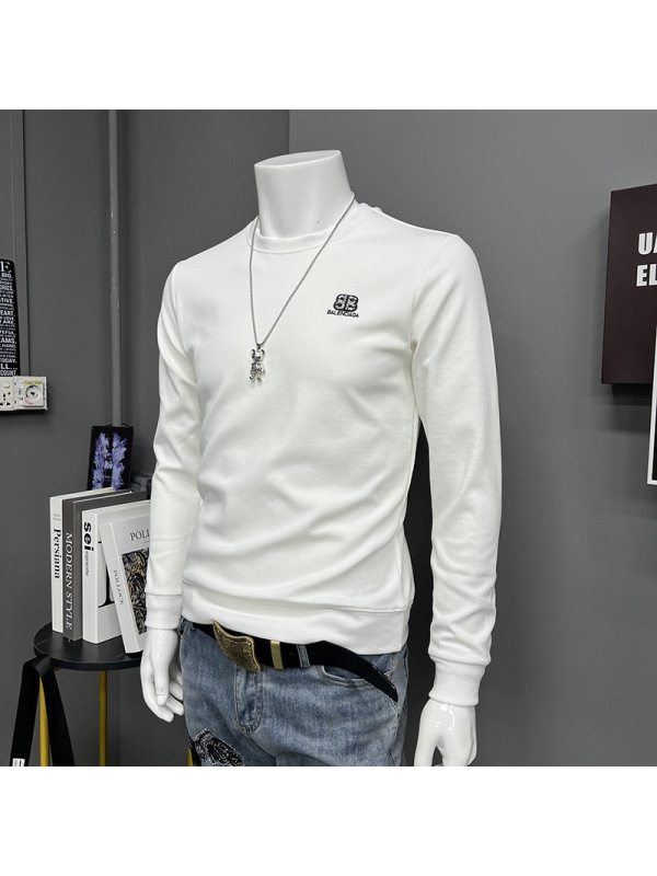 欧洲站时尚男士长袖圆领卫衣男装套头字母修身打底衫T恤上衣秋冬