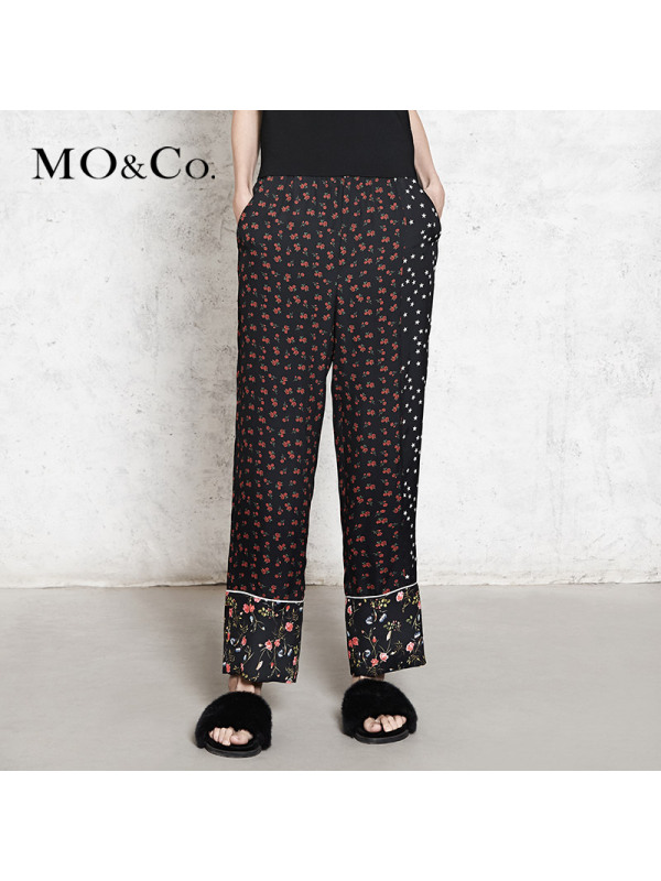 MOCO印花拼接星星图案睡衣风阔腿裤 摩安珂