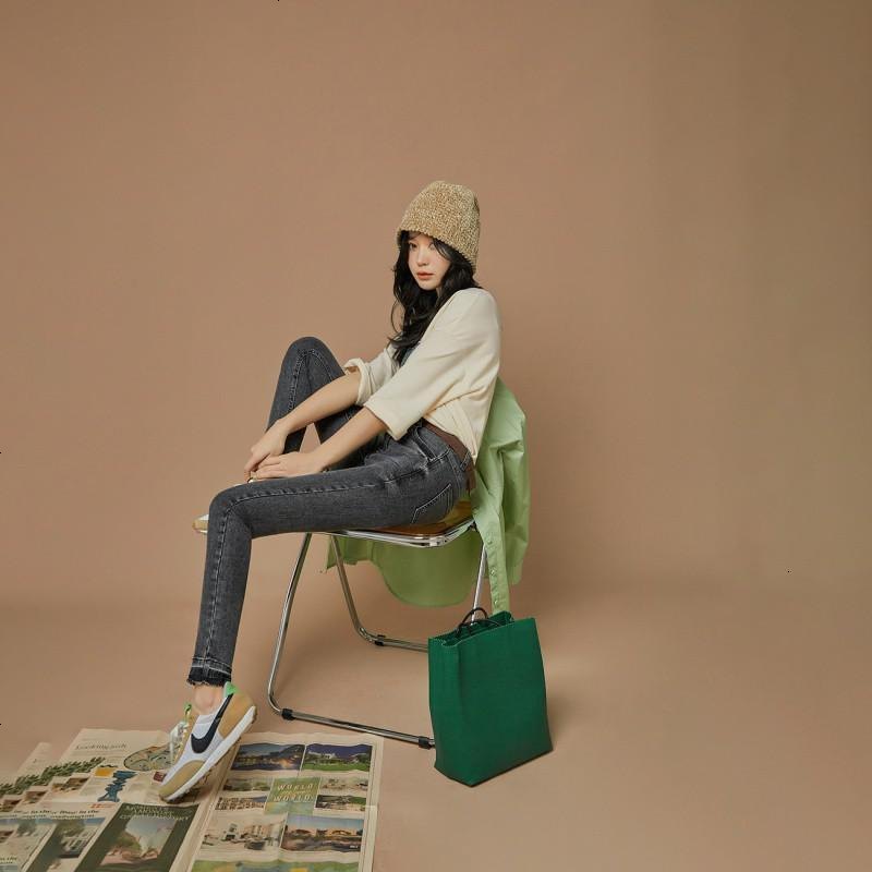 OtherMix橙IP联名高腰牛仔裤女2021年新款显瘦初春季铅笔小脚裤子