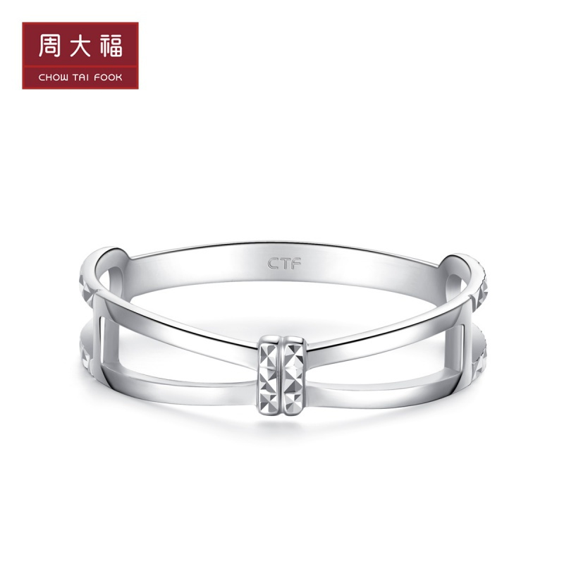 周大福Y时代简约线条PT950铂金戒指PT161238