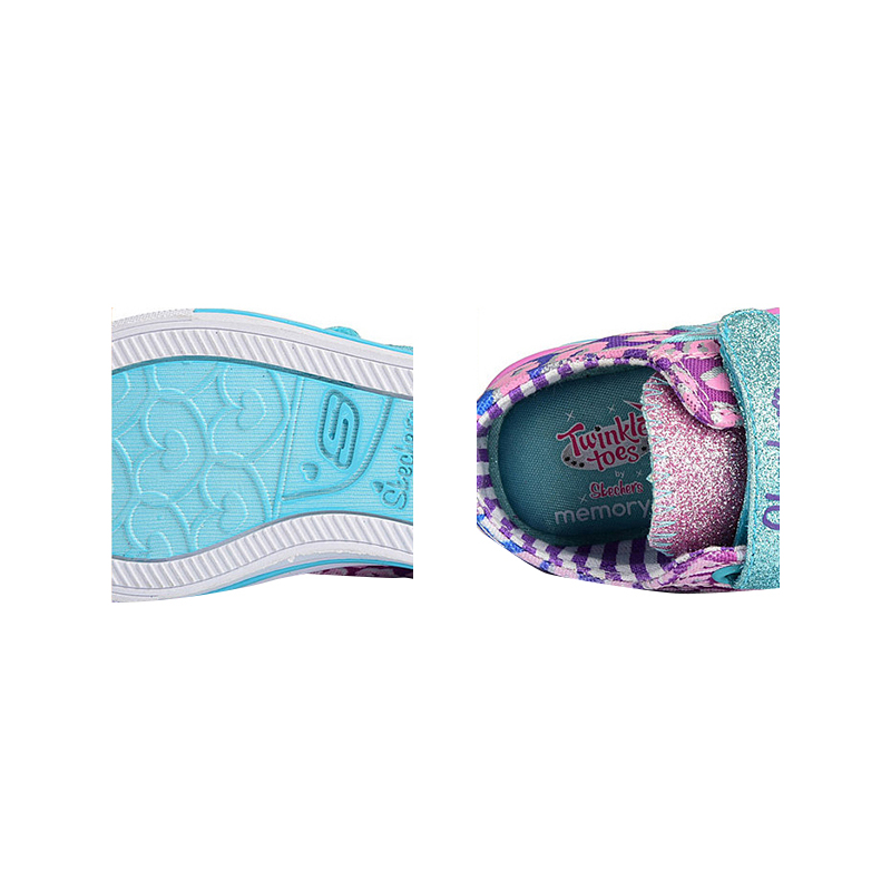 skechers斯凯奇小童女鞋魔术贴闪光鞋帆布平衡防滑学步鞋10508N