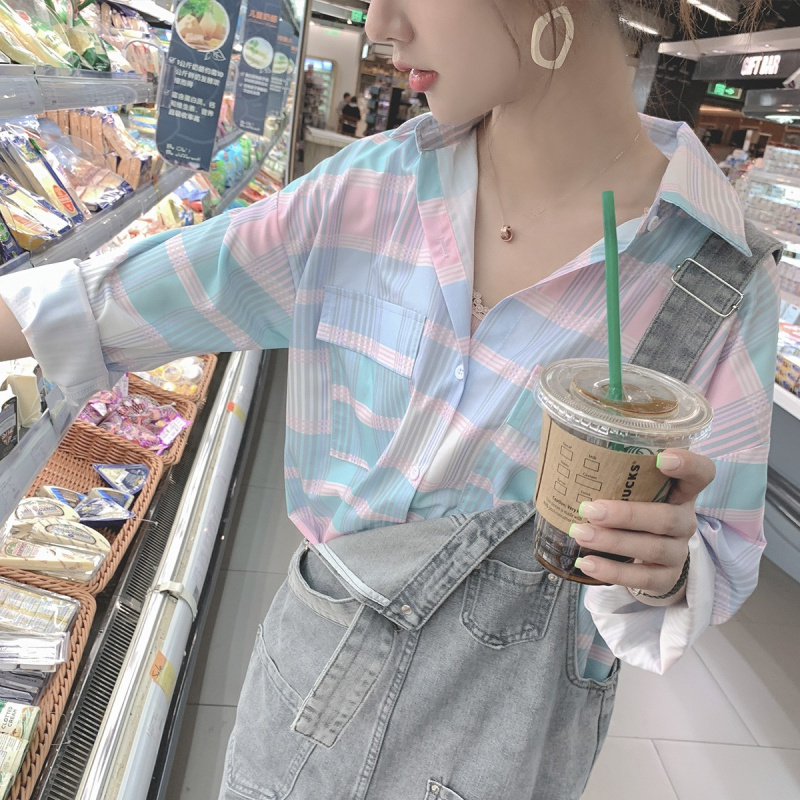 如熙 格子衬衫女防晒长袖外套女士衬衫