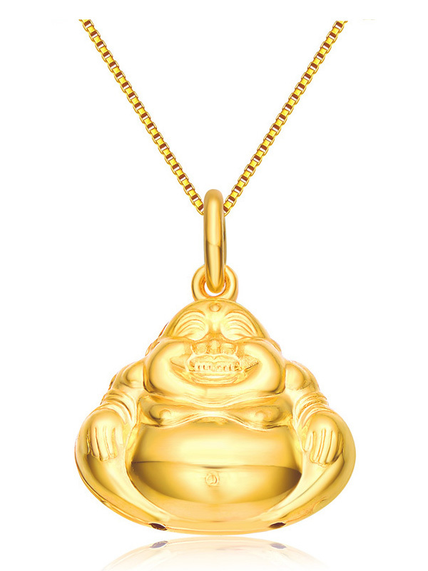 金大福kingtaifook足金挂坠女款黄金弥勒佛吊坠本命佛立体笑佛磨砂肚