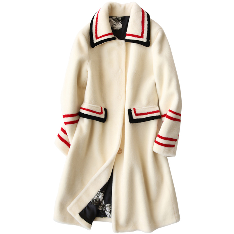 兰奥外套女长方领拼接版修身羊毛皮草大衣视频