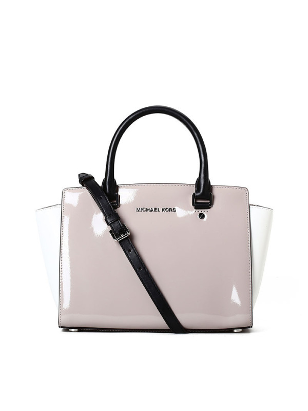 Michael Kors/迈克·科尔斯 女士SELMA亮皮拼色手拎斜挎包 30T7GLMS2A 37x17x13.5CM