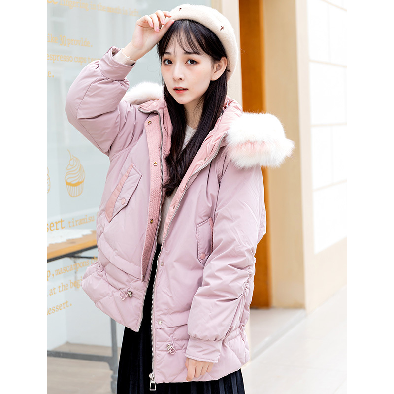 美丽衣橱百搭连帽长袖羽绒服女宽松显瘦加厚外套2020冬新款多色