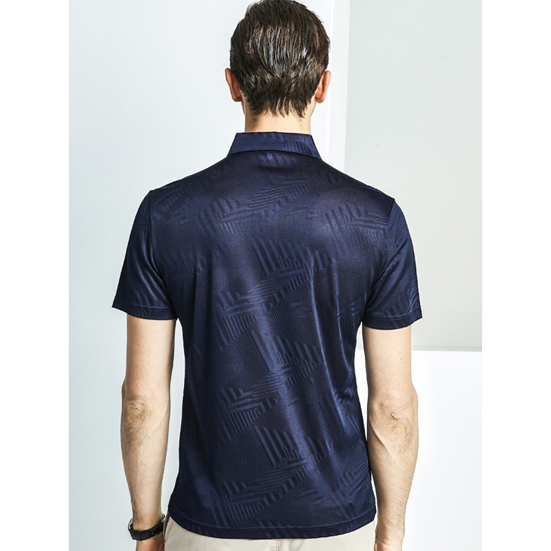 恒源祥男士短袖t恤翻领夏款桑蚕丝体恤纯色polo衫男上衣