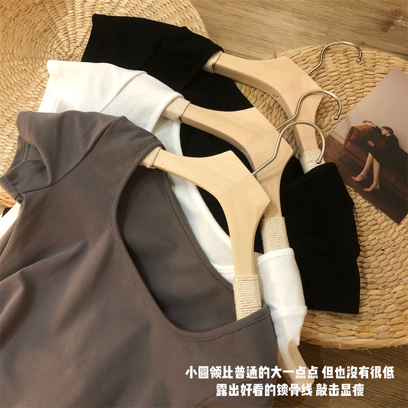 夏装韩版新款U领短款女士学生短袖T恤女女装上衣