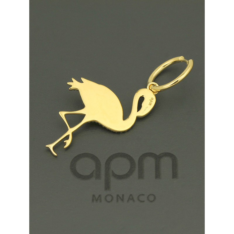 apm MONACO单只酒红色火烈鸟耳环女士 热带风设计感时尚耳坠925银耳饰