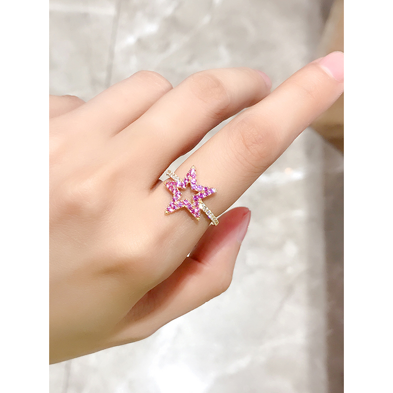 杨幂同款apmmonaco紫红色星形戒指女士设计感时尚五角星食指戒925银