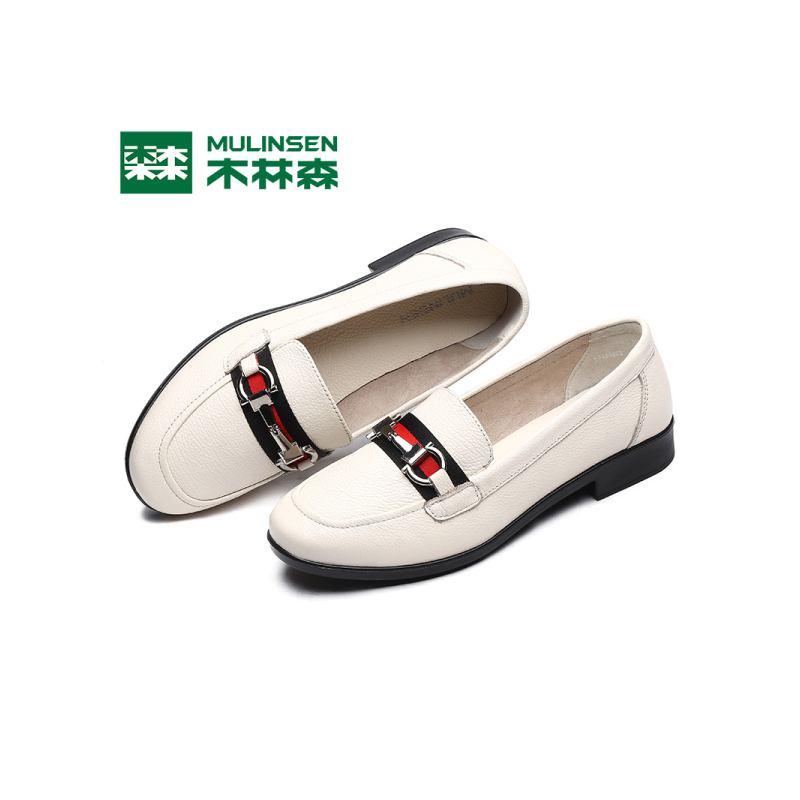 木林森 女鞋 2018春季新款 韩版时尚低跟鞋子女套脚休闲浅口女单鞋