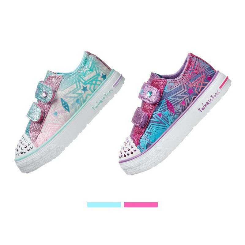 斯凯奇（SKECHERS）童鞋低帮可爱帆布鞋时尚闪钻印花魔术贴休闲鞋10728N图片