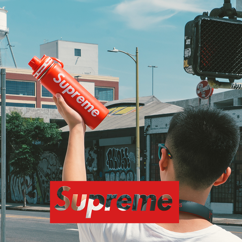物生物(RELEA)Supreme联名款时尚运动便携304不锈钢保温杯运动水杯水壶