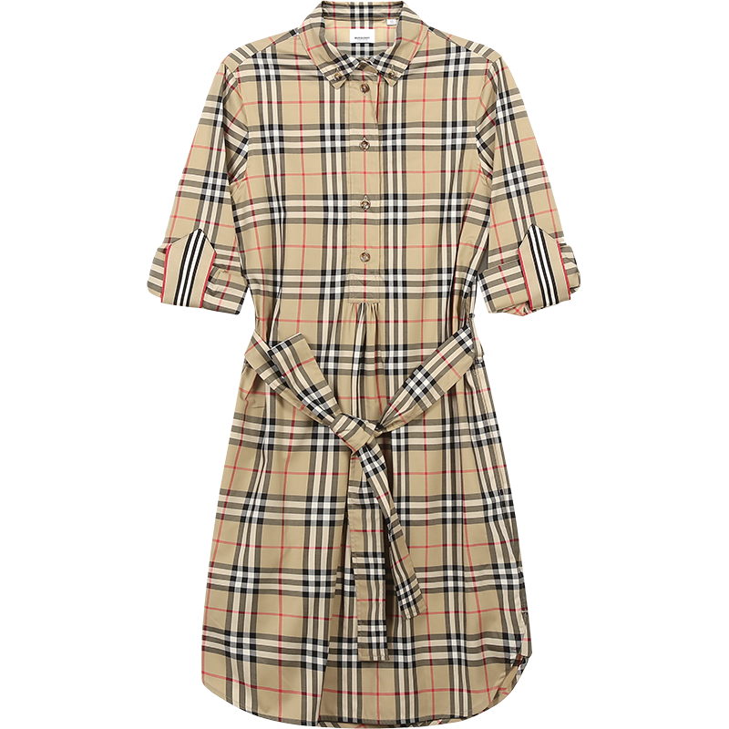 BURBERRY 博柏利 女士 棉质系腰衬衫式连衣裙 80245851