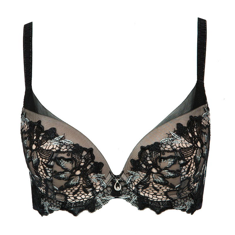 古今3/4上薄下厚深v侧收红色本命年聚拢文胸罩内衣女 0h812