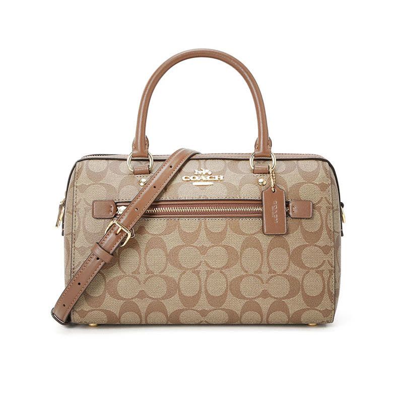 COACH 蔻驰 Rowan 波士顿包 女士斜挎包 字母马车标织物F83607金扣图片