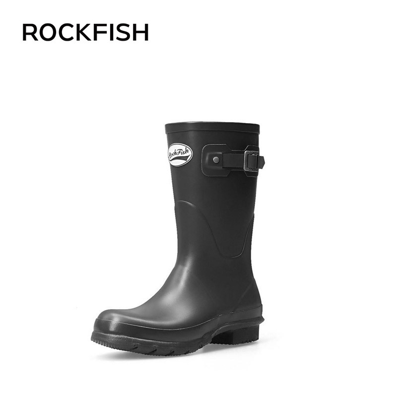 Rockfish英国春夏中筒雨靴女士天然橡胶低筒雨鞋女矮筒防滑水鞋
