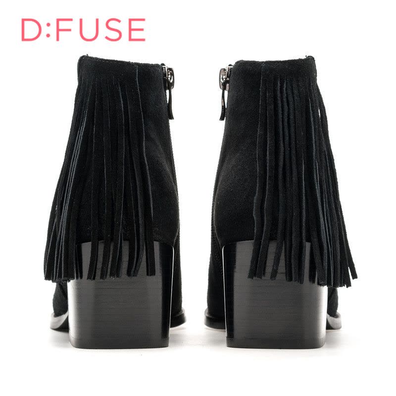 迪芙斯D:FUSE牛皮尖头中跟套脚流苏深口女鞋DF64117309图片