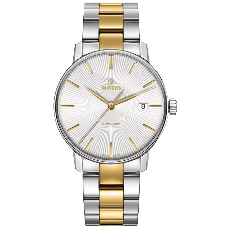 雷达(RADO)瑞士手表 晶璨系列自动机械表时尚款腕表 38mm银白盘间金钢带 R22860032