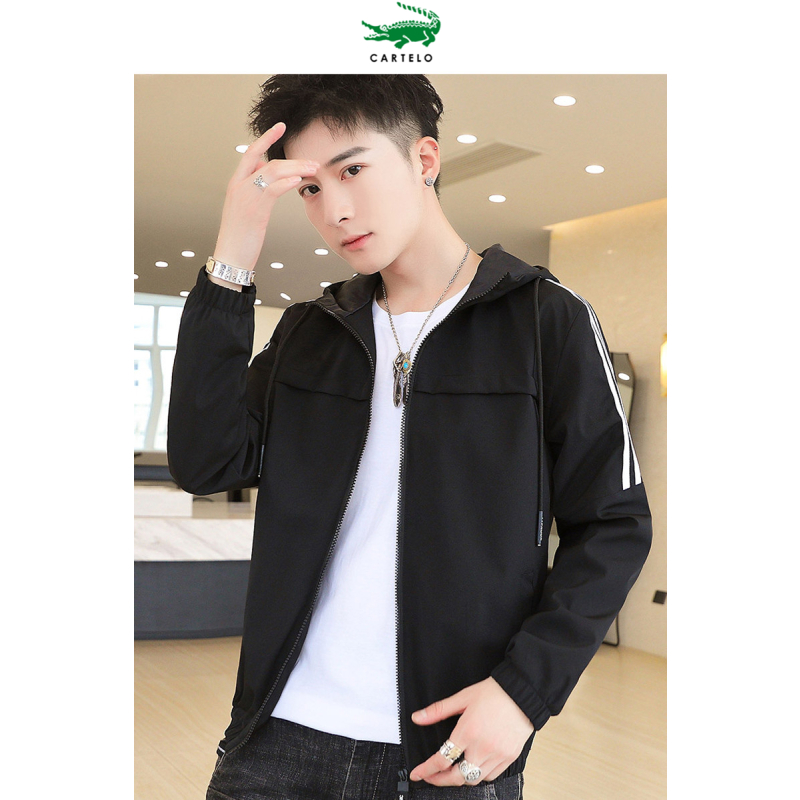 cartelo秋季夹克男潮帅气潮流外套百搭休闲青年连帽长袖外套男装视频