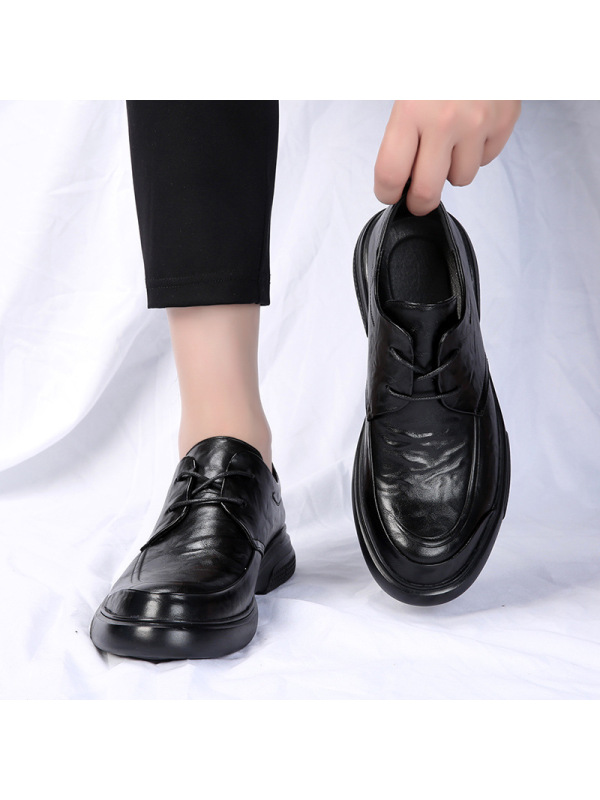 2025春季新款男鞋真皮厚底透气软底商务休闲鞋潮百搭正装皮鞋男士