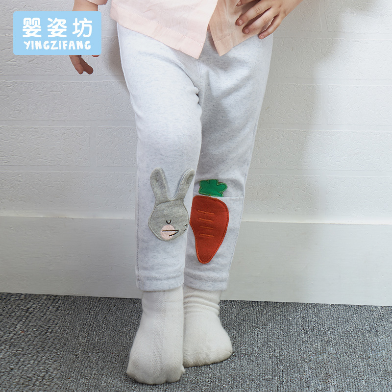 秋季新款女童运动休闲百搭可爱小兔纯色简约修身长裤 韩版