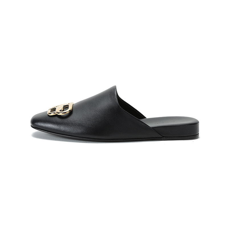 BALENCIAGA 巴黎世家 女士皮革方头平底拖鞋穆勒鞋 590935 WA72I
