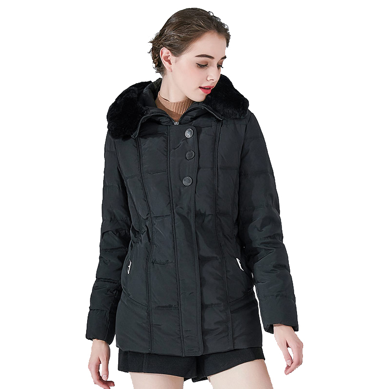 大羽羽绒服女中长款冬装毛领修身冬装羽绒外套yrfv06