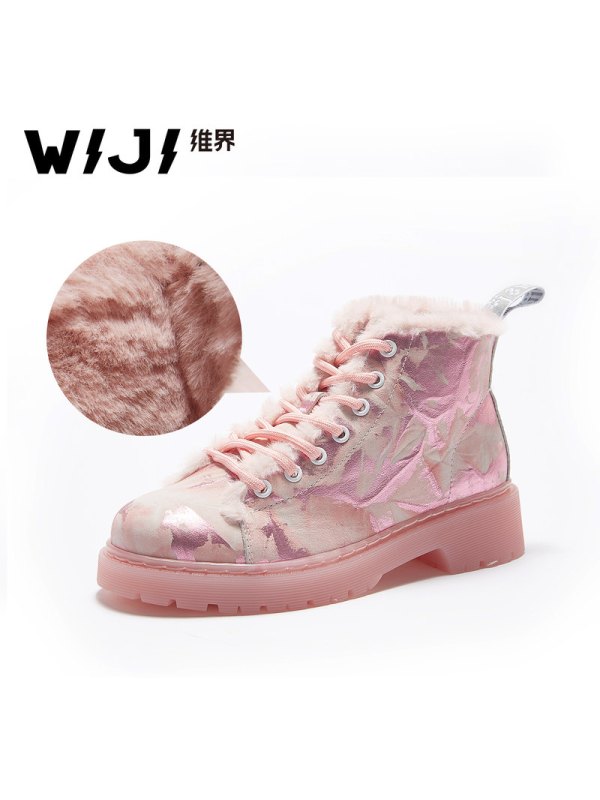 WIJI冬季新款加绒保暖高帮女鞋休闲个性舒适青春靓丽气质魅力女鞋