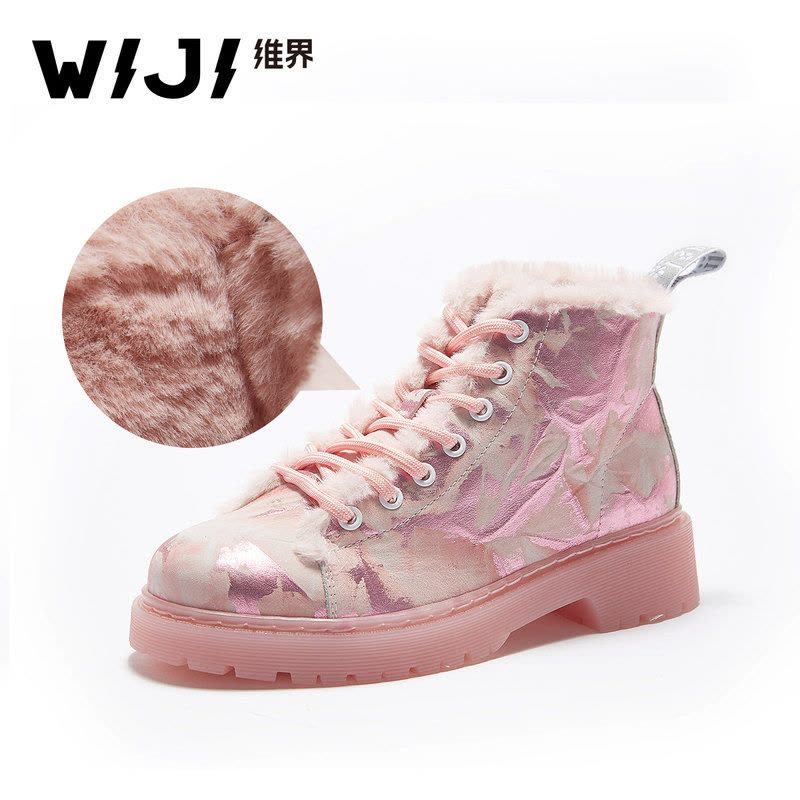 WIJI冬季新款加绒保暖高帮女鞋休闲个性舒适青春靓丽气质魅力女鞋图片