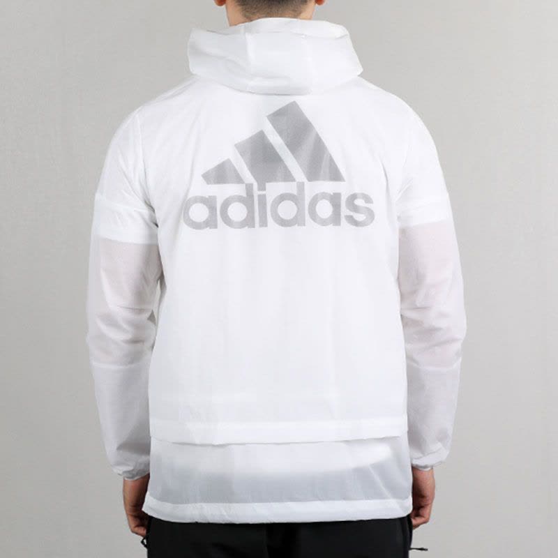 阿迪达斯防晒衣男夏季薄款男士防风衣白色运动服外套潮EH3768图片
