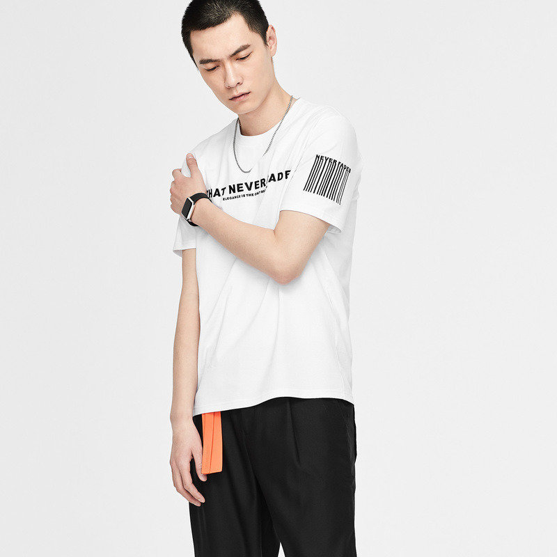gxg男装夏季男士时尚潮流白色圆领短袖t恤男
