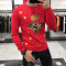 男士2021春秋新款潮流蜜蜂皇冠修身圆领套头ins休闲长袖卫衣男潮