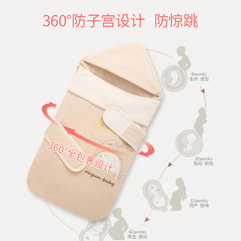 欧孕(OUYUN)新生儿抱被秋冬保暖包巾婴儿被纯棉睡袋宝宝抱毯襁褓包被彩棉