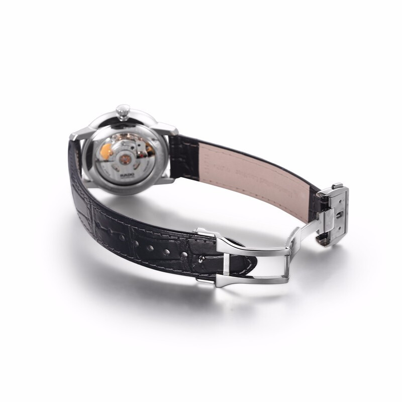 雷达(RADO)瑞士手表 晶璨系列自动机械表男士腕表 37.7mm浅色盘黑皮带 R22860105