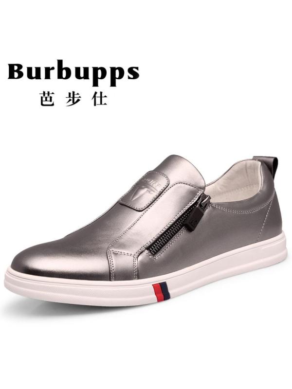 法国品牌Burbupps芭步仕新款真皮商务休闲鞋 男士套脚舒适耐磨低帮板鞋牛皮男鞋