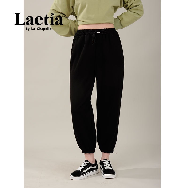 拉夏贝尔Laetia灰色运动裤女宽松束脚春夏新款显瘦百搭哈伦裤休闲卫裤911611992