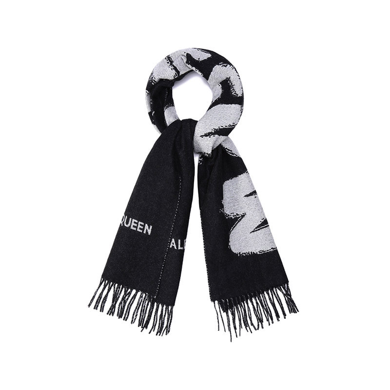 亚历山大·麦昆ALEXANDER MCQUEEN 女士羊毛保暖流苏围巾 665288 3200Q