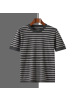 夏季新款男士休闲条纹短袖全棉圆领透气T恤针织半袖上衣外套