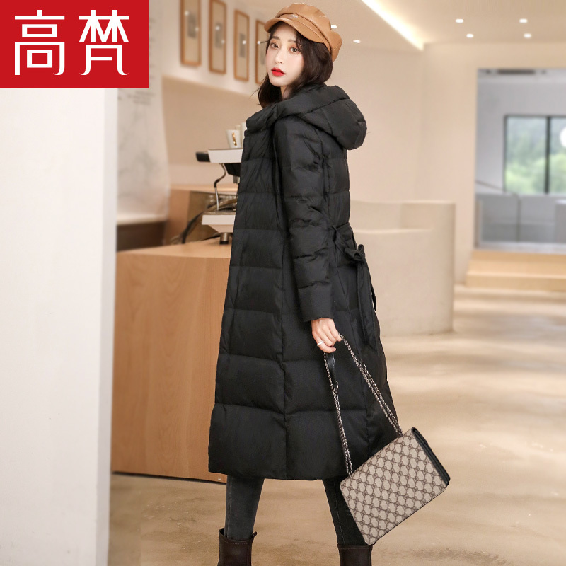 高梵女士羽绒服收腰中长款过膝2019新款时尚修身显瘦加厚冬季外套