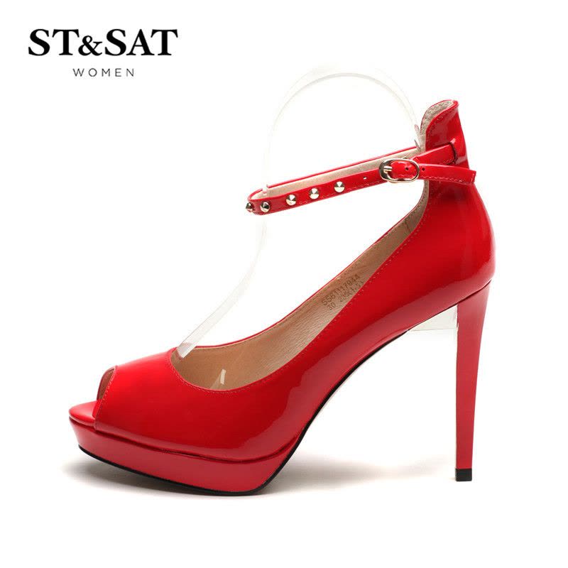 St&Sat/星期六牛漆皮鱼嘴高跟水台优雅女鞋SS61117944图片