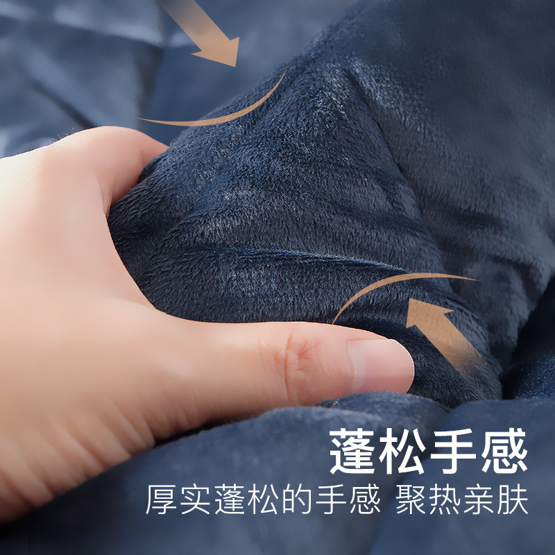 爱帝男士夹棉加绒加厚简约大码翻领冬季防寒保暖家居服套装睡衣