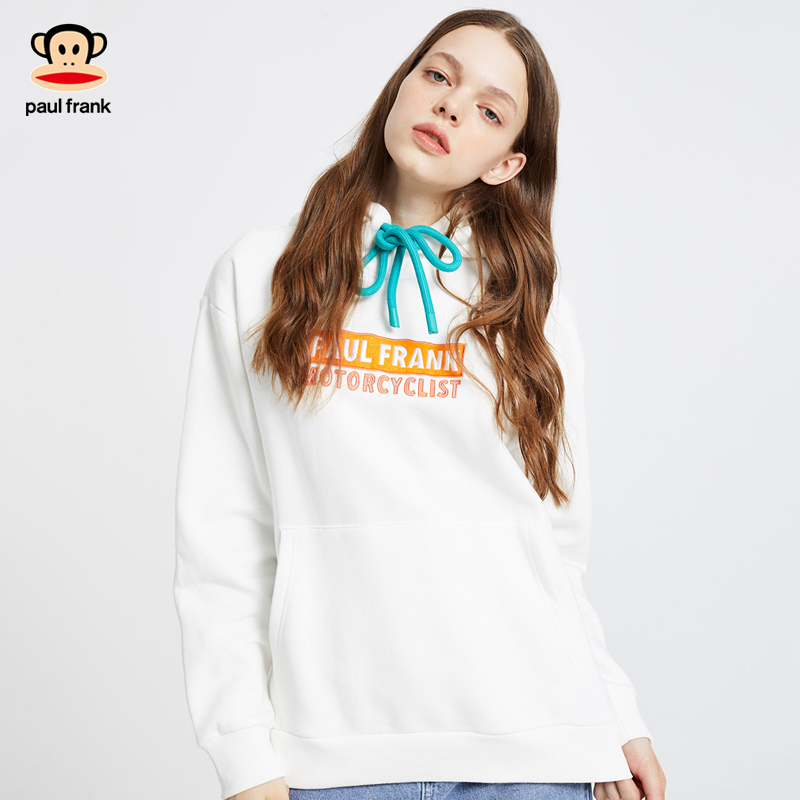 Paul Frank/大嘴猴秋新款卫衣女韩版纯棉印花休闲连帽针织衫